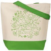 Холщовая сумка Flower Power, ярко-зеленая - фото