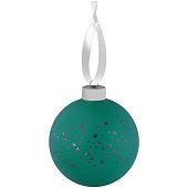 Елочный шар Stars с лентой, 10 см, зеленый - фото